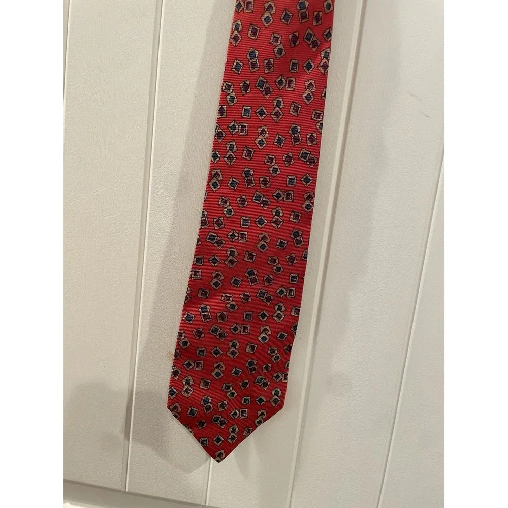 Gitman‎ Bros For Levy's Nashville Men's Neck Tie Pure Silk Red Geometric Vintage